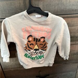 Zara Cream Tiger Graphic Kids Sweatshirt